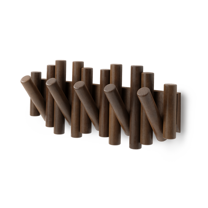 Umbra Picket 5 Wall Hook - Aged-Walnut - Wall-Mount Coat Rack