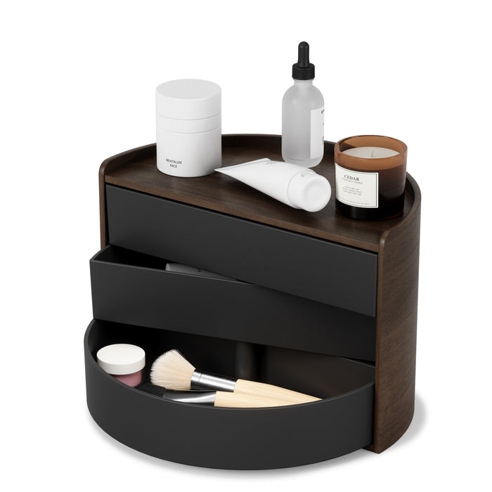 Umbra Moona Storage Box - Black/Walnut - Accessory Organizer