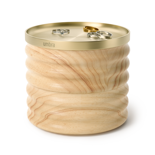Umbra Tesora Wood Storage Box - Natural/Brass - Accessory Organizer