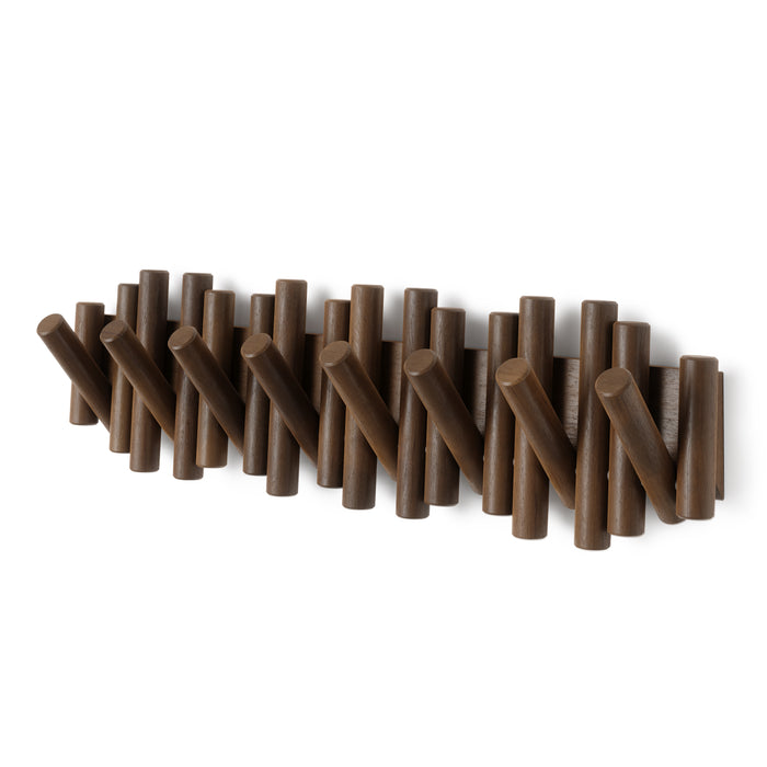 Umbra Picket 8 Wall Hook - Aged-Walnut - Wall-Mount Coat Rack