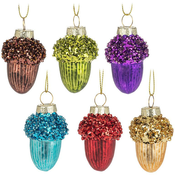 Fancy Acorn Ornaments, Set of 6