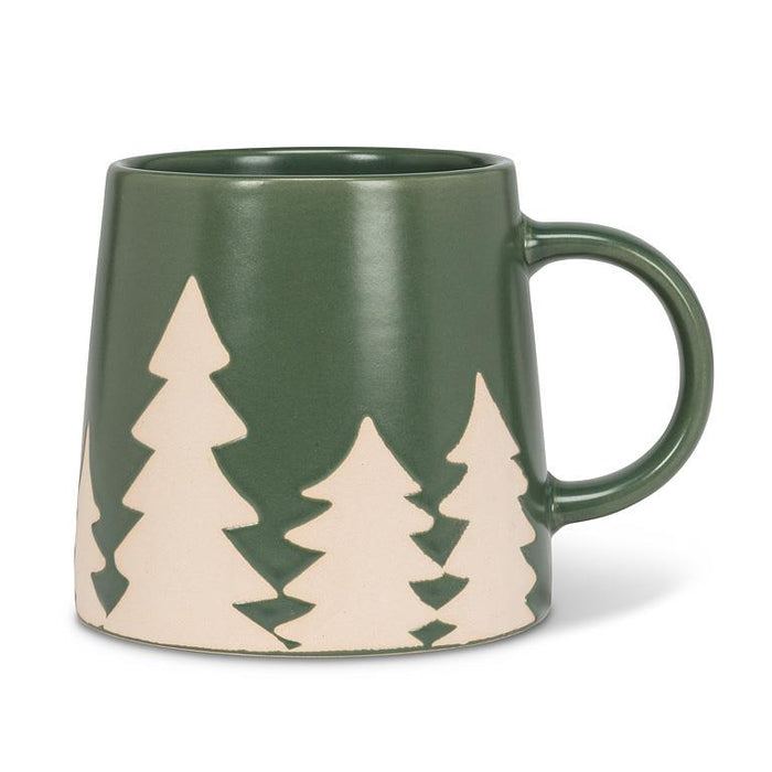 Wide Base Mug- Pine Trees Design, 14 oz.