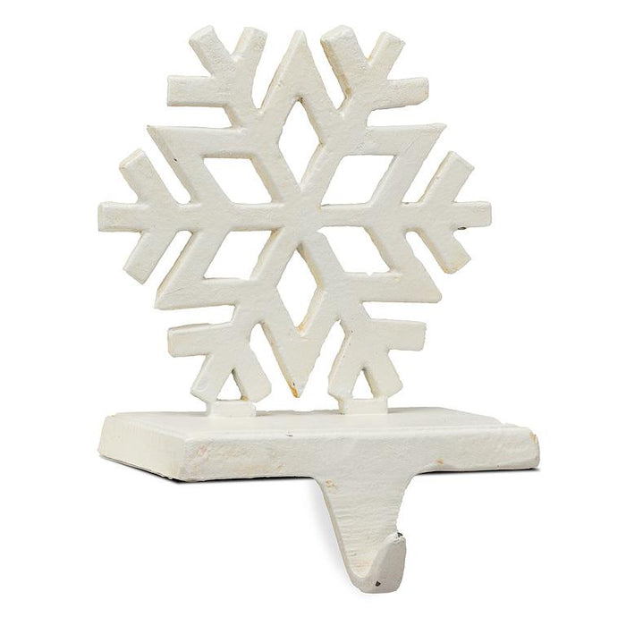 Cast Iron Snowflake Stocking Holder- White