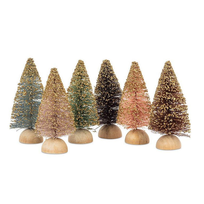 Mini Glitter Brush Trees, Set of 6