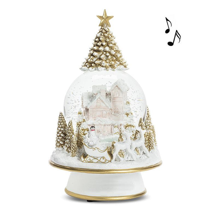 Musical Village Pedestal Snow Globe