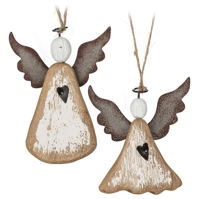 Rustic Angel Ornaments, Set of 2