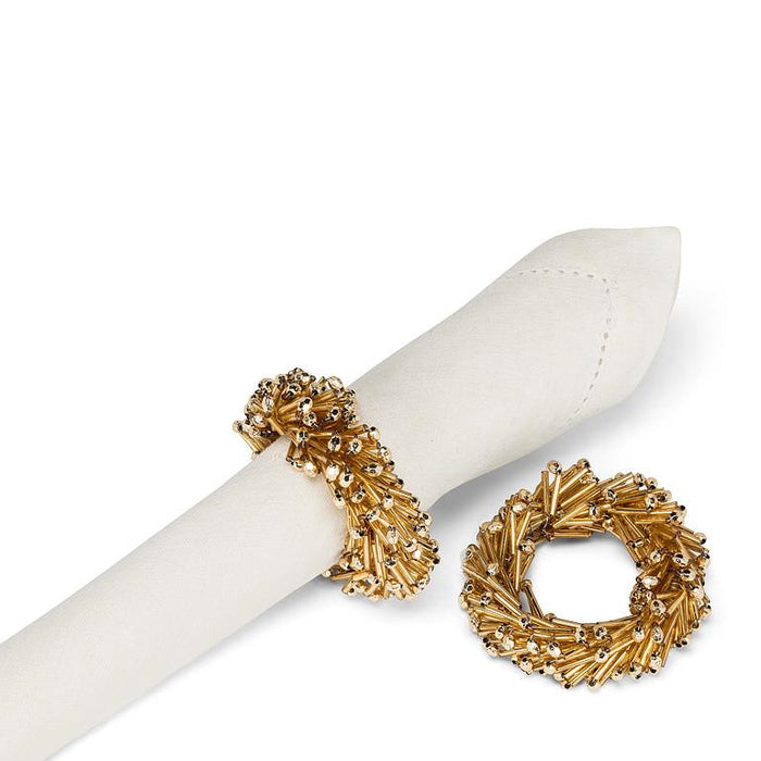 Beaded Gold Napkin Rings – Set of 4