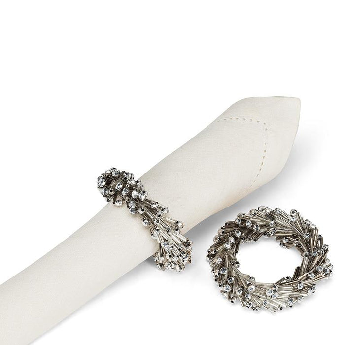 Beaded Silver Napkin Rings – Set of 4