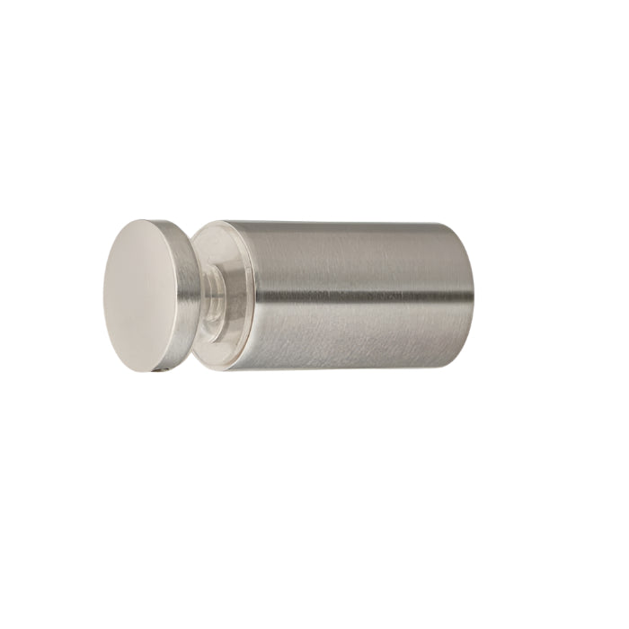 Richelieu 8710R cylindrical glass door knob in brushed nickel front view showing rounded face and clean, modern design.