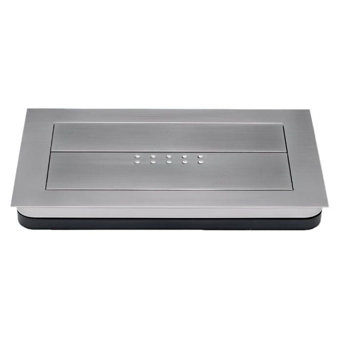 Richelieu 1011 modern recessed metal pull in brushed nickel front view showing flush profile and rectangular recess.