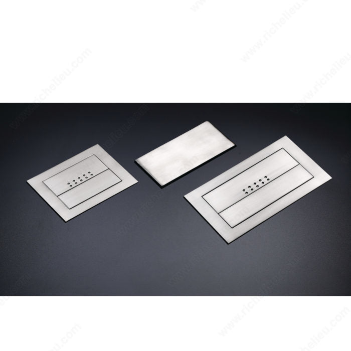 Richelieu 1011 modern recessed metal pull in brushed nickel top view showing rectangular recess and flush design.