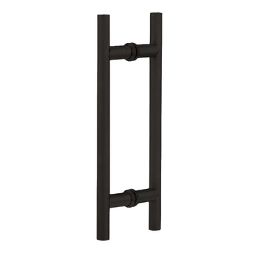 Richelieu 87H2R ladder pull for glass doors, front view in oil-rubbed bronze.