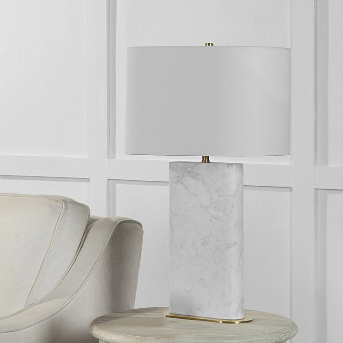 Irisa Table Lamp – Volakas Marble & Antique Brass