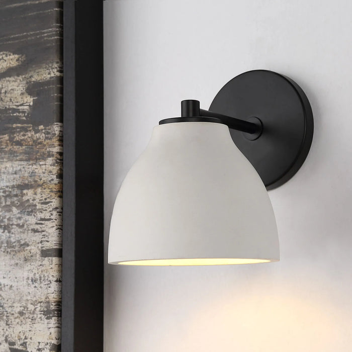Lena Wall Sconce – Matte Black & White Concrete