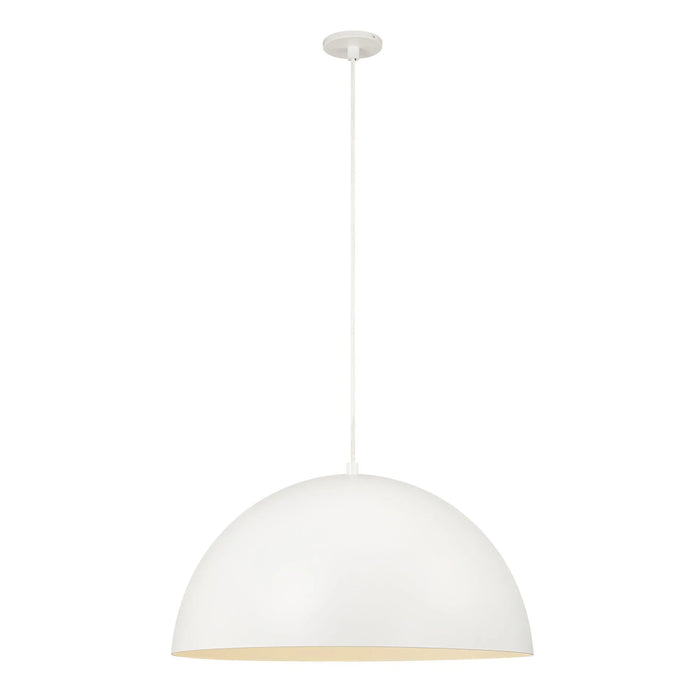 White pendant dome light on a white background