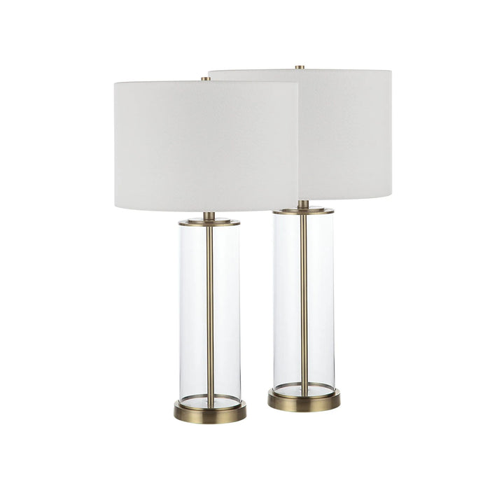 Saco Table Lamps – Clear Glass & Satin Brass (Set of 2)