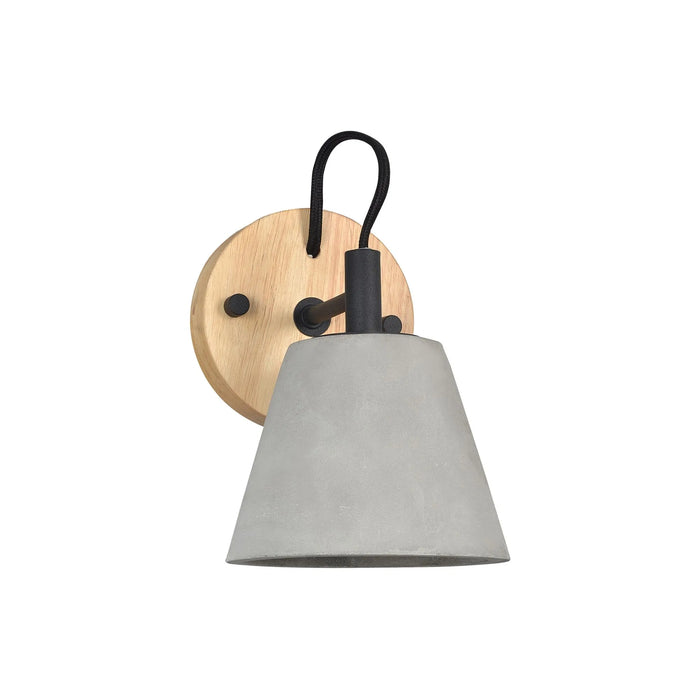 Turtle Bay Wall Sconce – Concrete & Wood with Black Accents