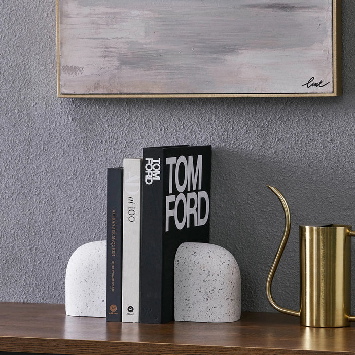 Bruno Bookends – Terrazzo White Speckled (Set of 2)