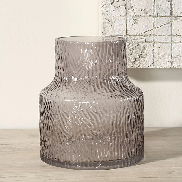 Hyacinth Grey Textured Glass Vase