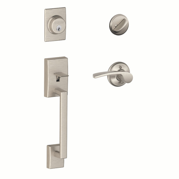 Merano Front Door Handleset – Keyed Lock with Interior Lever (Right) - Satin Nickel - Full Handleset