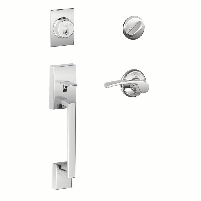 Merano Front Door Handleset – Keyed Lock with Interior Lever (Right) - Bright Chrome - Full Handleset