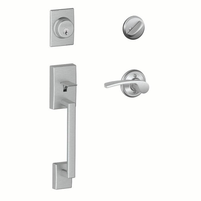 Merano Front Door Handleset – Keyed Lock with Interior Lever (Right) - Satin Chrome - Full Handleset