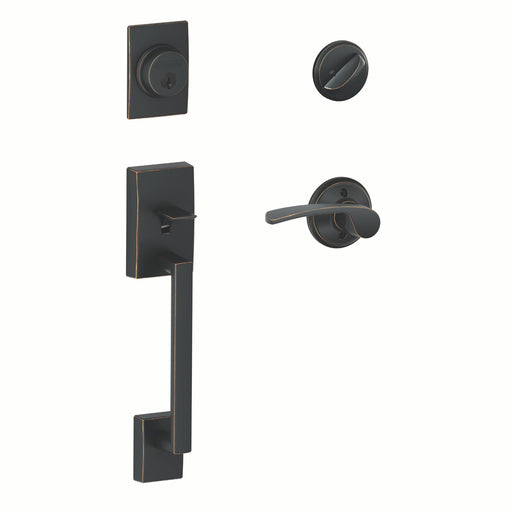 Merano Front Door Handleset – Keyed Lock with Interior Lever (Right) - Aged Bronze - Full Handleset