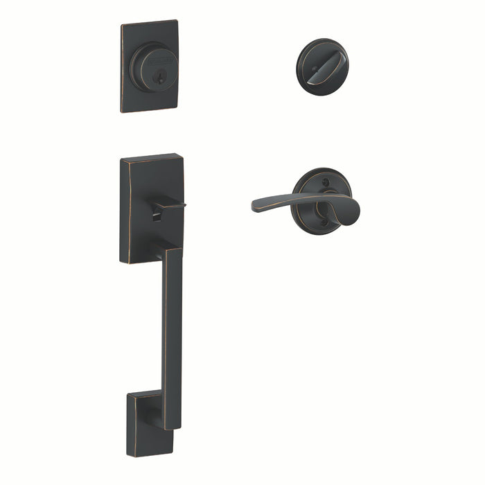 Merano Front Door Handleset – Keyed Lock with Interior Lever (Right) - Aged Bronze - Full Handleset