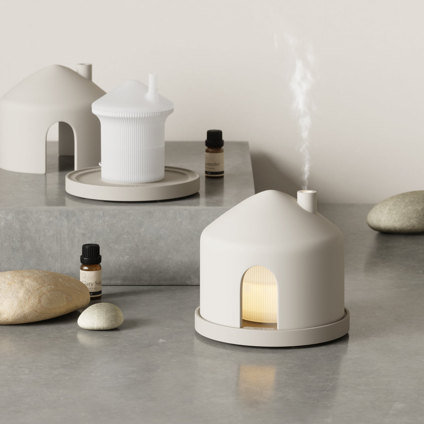 Diffusers collection – Umbra Casita ultrasonic aromatherapy diffusers with LED mood lighting for bedrooms, living rooms and home offices