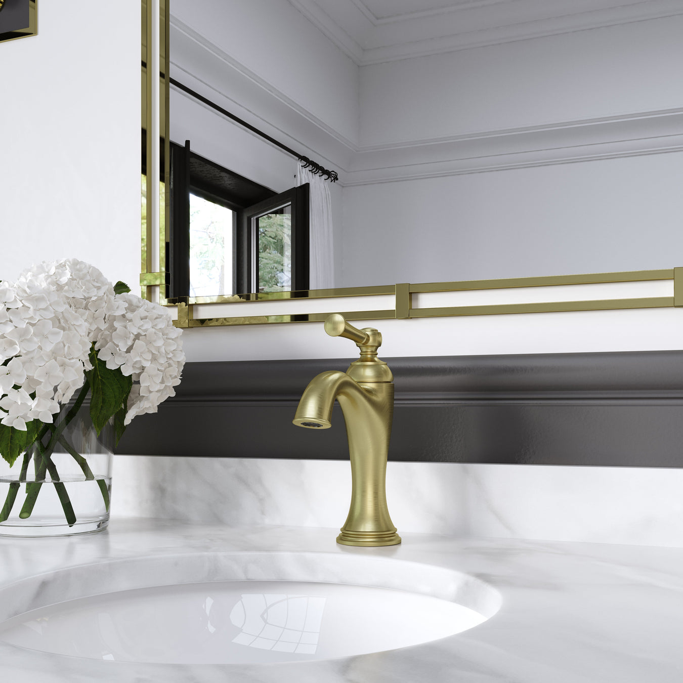 Pfister Tisbury bathroom collection – traditional vanity faucets, widespread faucets, freestanding tub filler and fixtures in chrome, polished nickel, brushed nickel and brushed gold