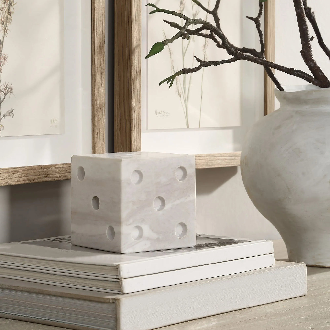 Decorative objects collection – Renwil marble dice, sculptural figurines and rocket sculptures for bookshelves and coffee tables