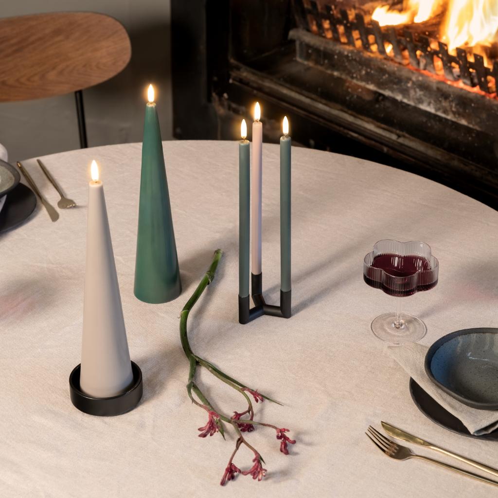 Uyuni LED flameless candles collection – realistic flickering LED pillar and taper candles safe for homes with children and pets