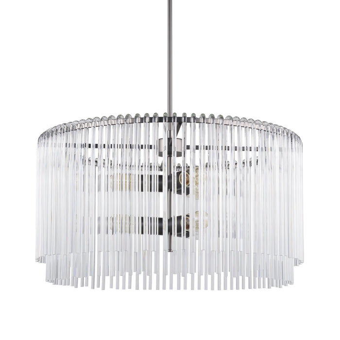 Anna 6-Light Clear Glass Rod Chandelier in Gunmetal
