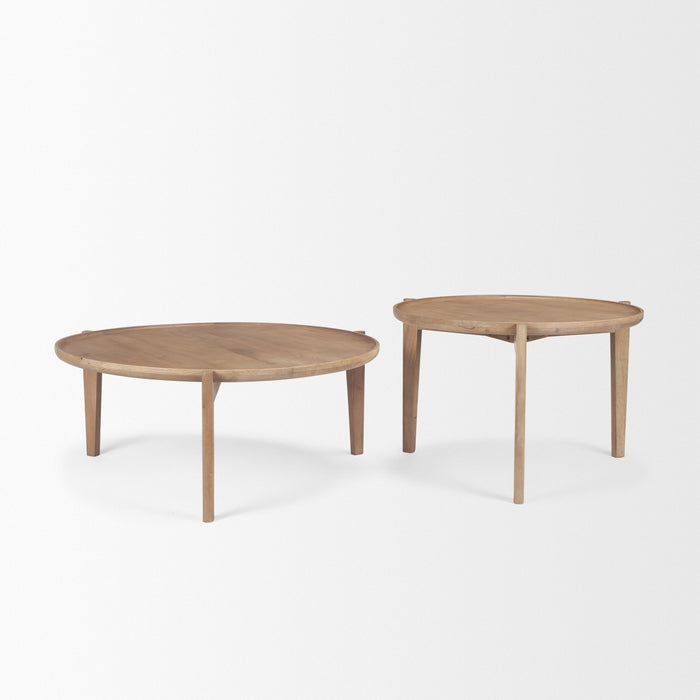 Cleaver Solid Mango Wood Nesting Coffee Tables, Set of 2