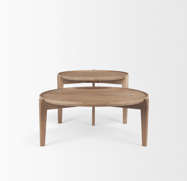 Cleaver Solid Mango Wood Nesting Coffee Tables, Set of 2