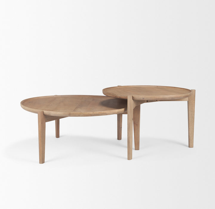 Cleaver Solid Mango Wood Nesting Coffee Tables, Set of 2