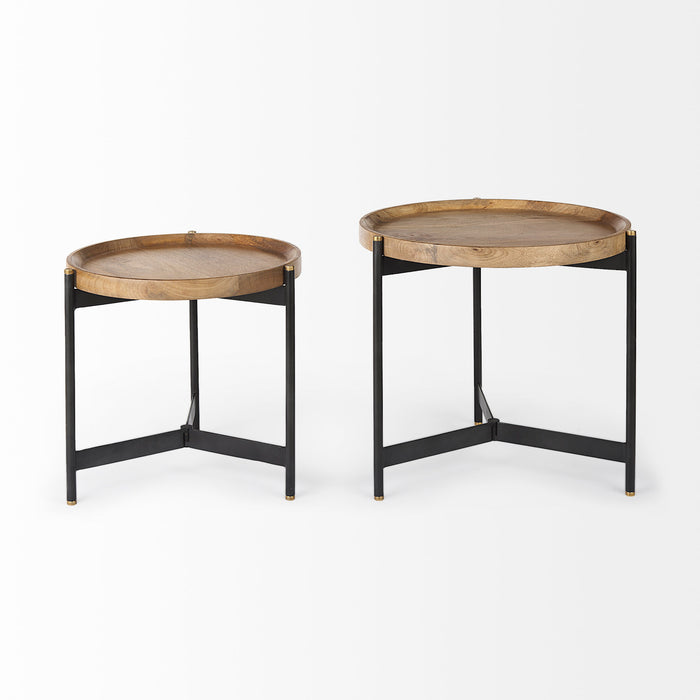 Marquisa Round Nesting Side Tables, Set of 2 – Light Brown & Black