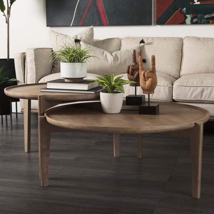 Cleaver Solid Mango Wood Nesting Coffee Tables, Set of 2