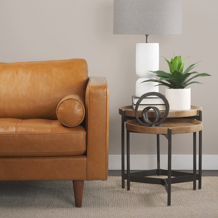 Marquisa Round Nesting Side Tables, Set of 2 – Light Brown & Black