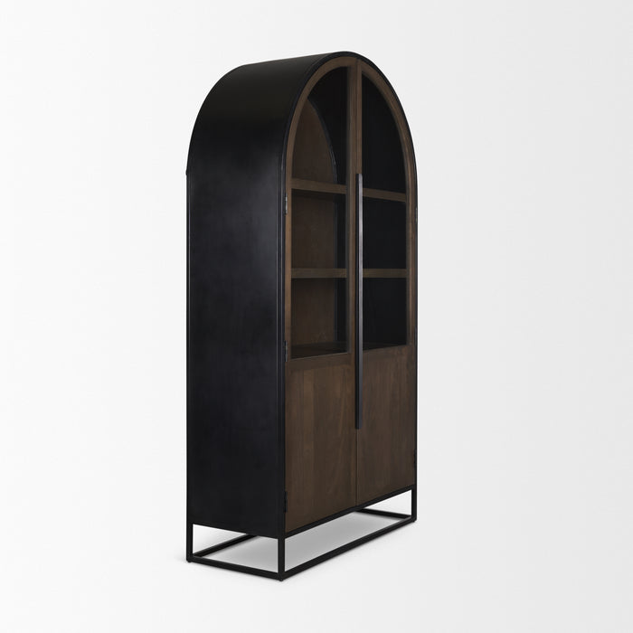 Sloan Arched Curio Cabinet – Dark Brown & Black