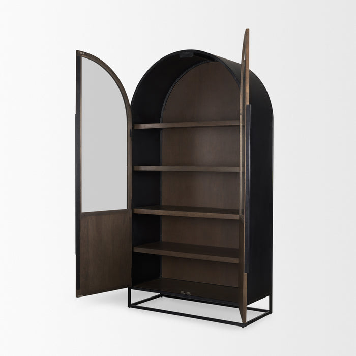 Sloan Arched Curio Cabinet – Dark Brown & Black