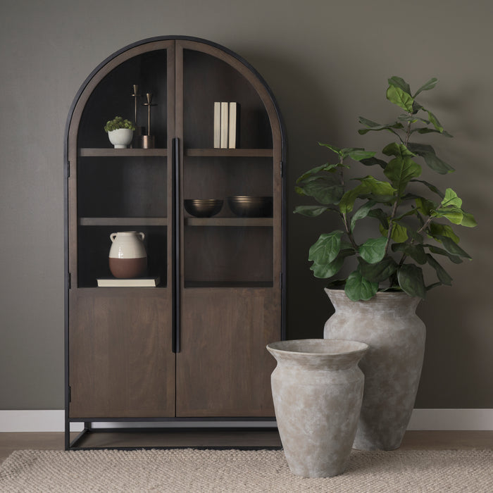 Sloan Arched Curio Cabinet – Dark Brown & Black