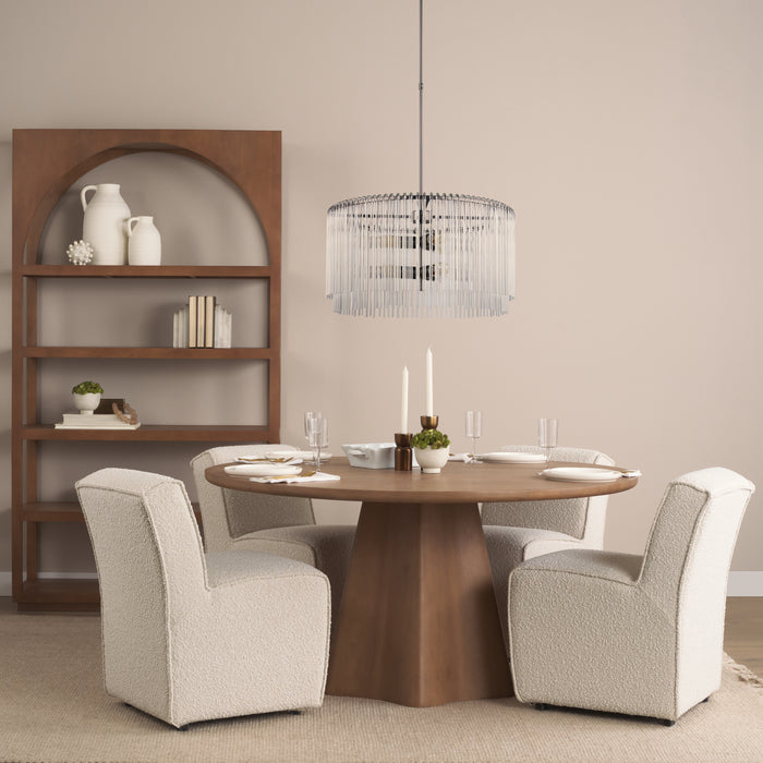 Anna 6-Light Clear Glass Rod Chandelier in Gunmetal