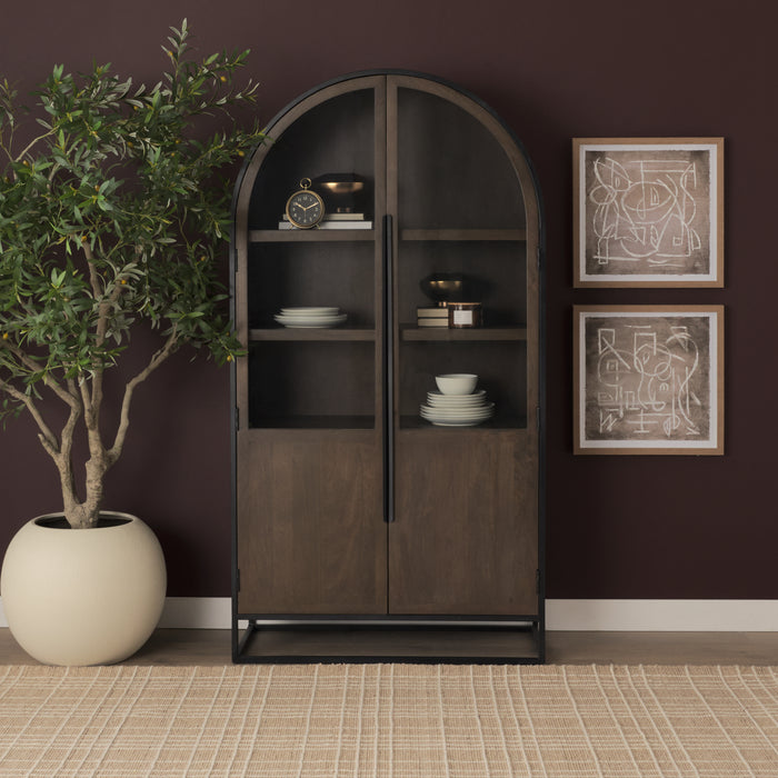 Sloan Arched Curio Cabinet – Dark Brown & Black
