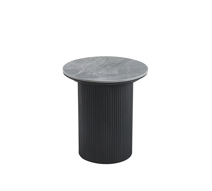 Roman Round Side Table with Black Fluted Base
