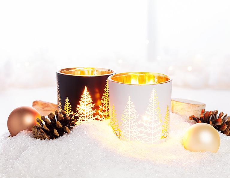 White & Gold Tree Tealight Holder- Large