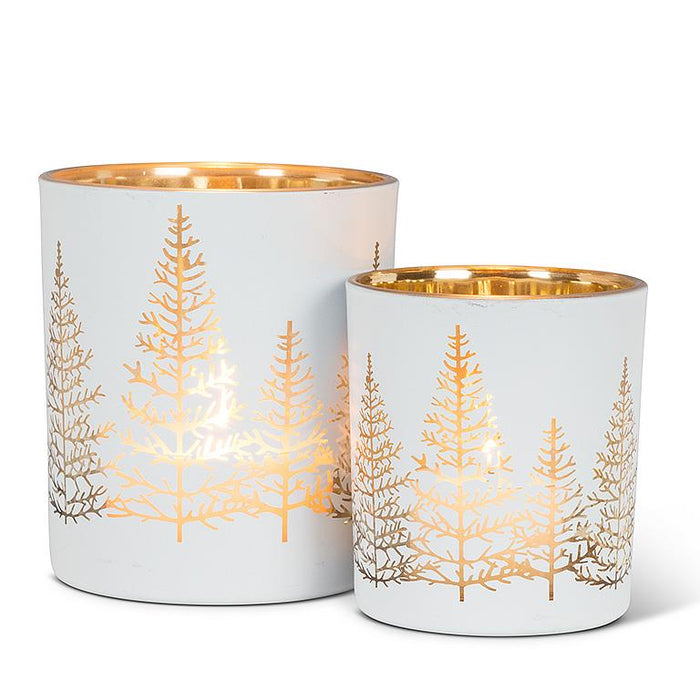 White & Gold Tree Tealight Holder- Small