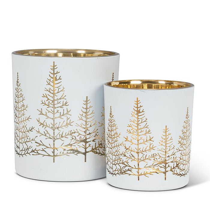 White & Gold Tree Tealight Holder- Small