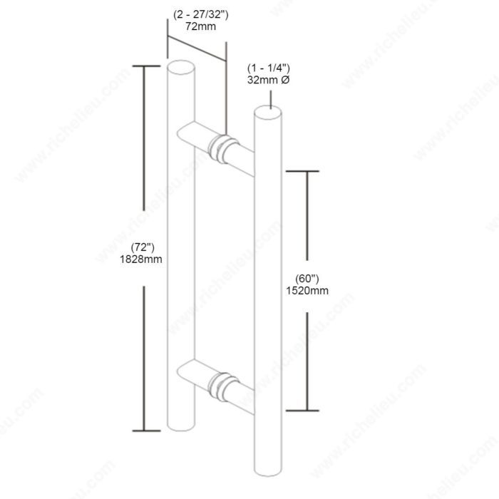 Richelieu Back-to-Back Ladder Glass Door Handle (1/4" (32 mm) Diameter)