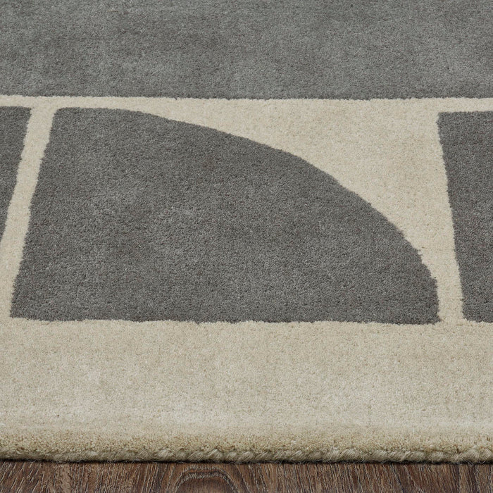 Perseverance Grey & Ivory Geometric Wool Rug